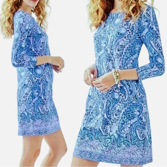 Lilly Pulitzer Shift Mini Blue and Pink Dress Sz Medium - Picture 1 of 12